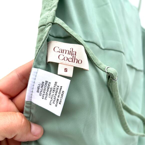 Camila Coelho Rousseau Set Linen Cargo Skirt Backless Shirt Y2K Small Sage Green - Picture 6 of 14